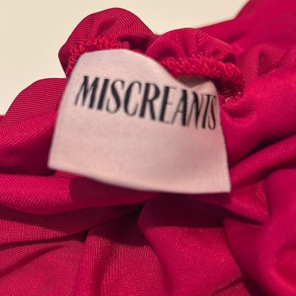 Miscreants Size UK 14 US 10 One Shoulder Velvet Mini Dress Red Cocktail Party - Picture 10 of 11